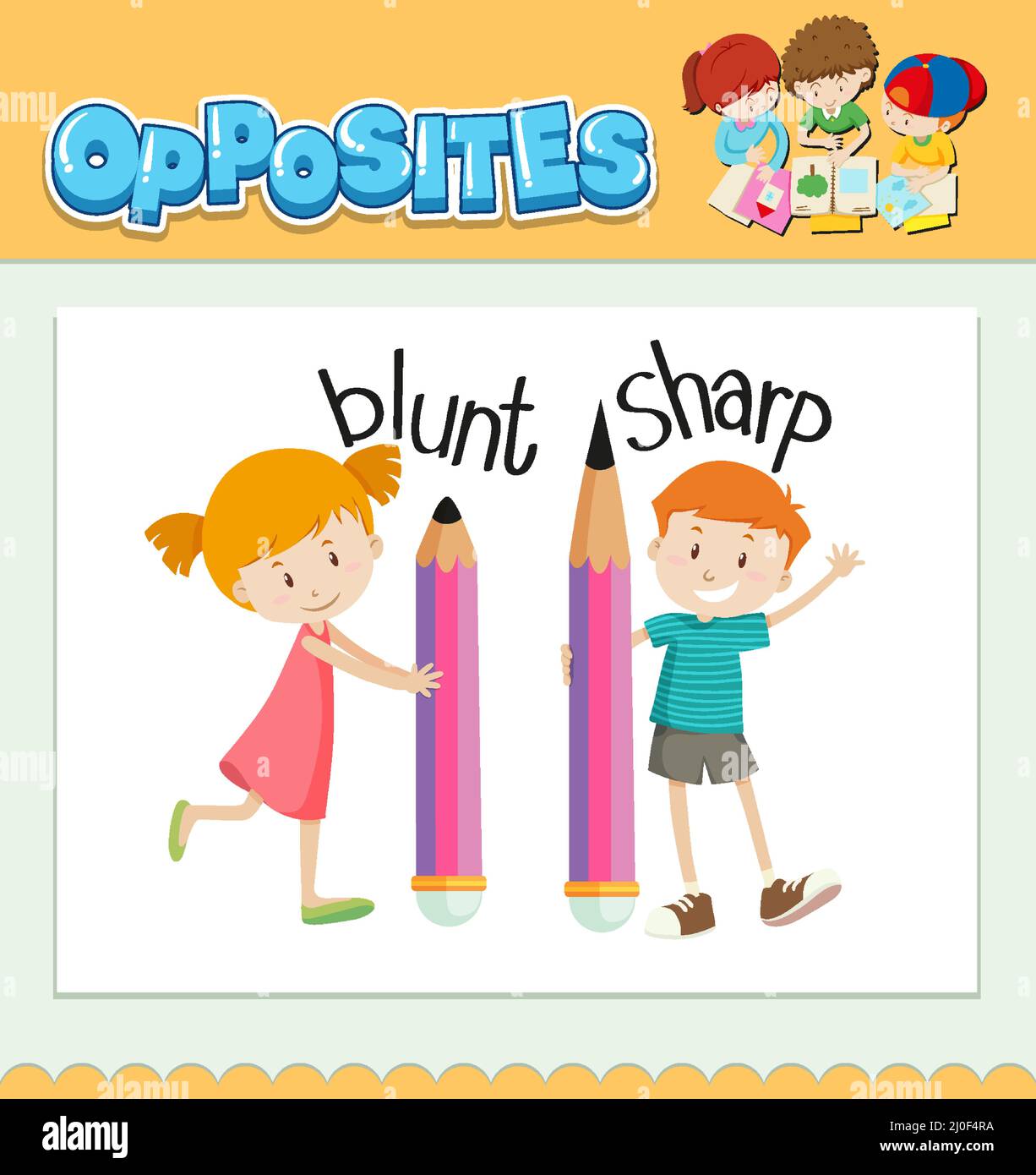 Opposite words for blunt and sharp illustration Stock Vector Image ...