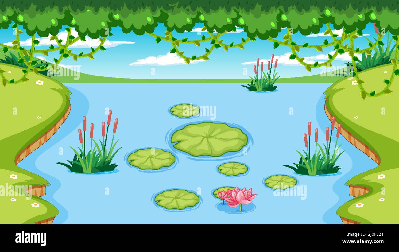River nature landscape scene illustration Stock Vector Image & Art - Alamy