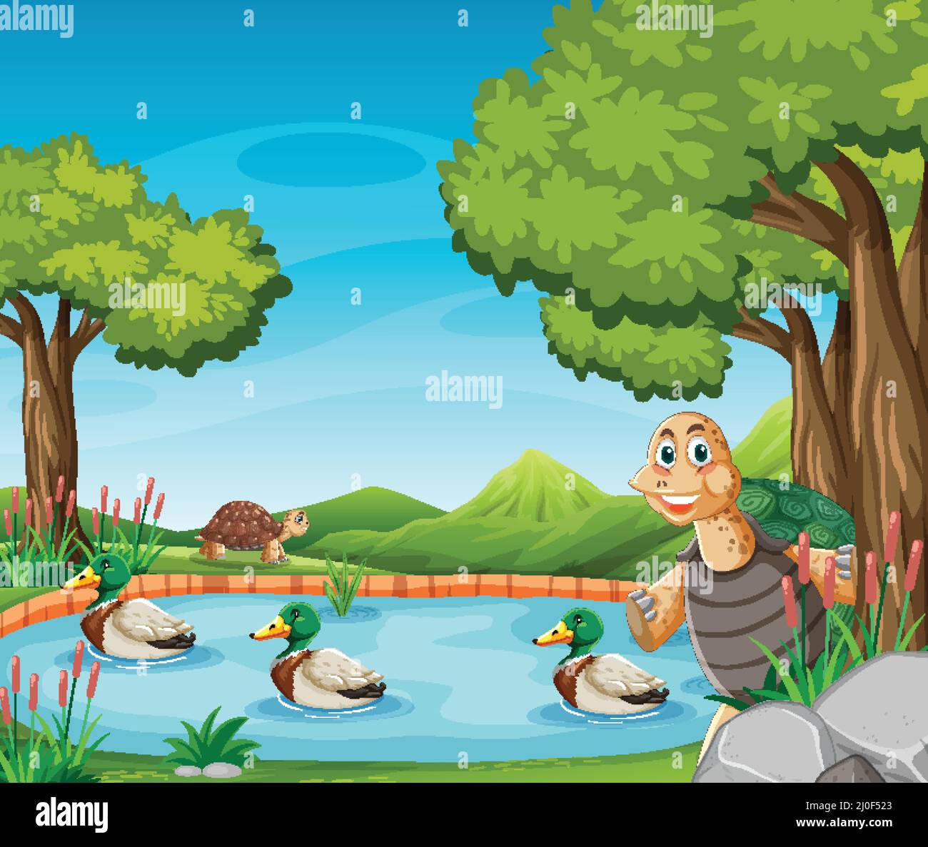 Forest nature background with wild animals illustration Stock Vector ...