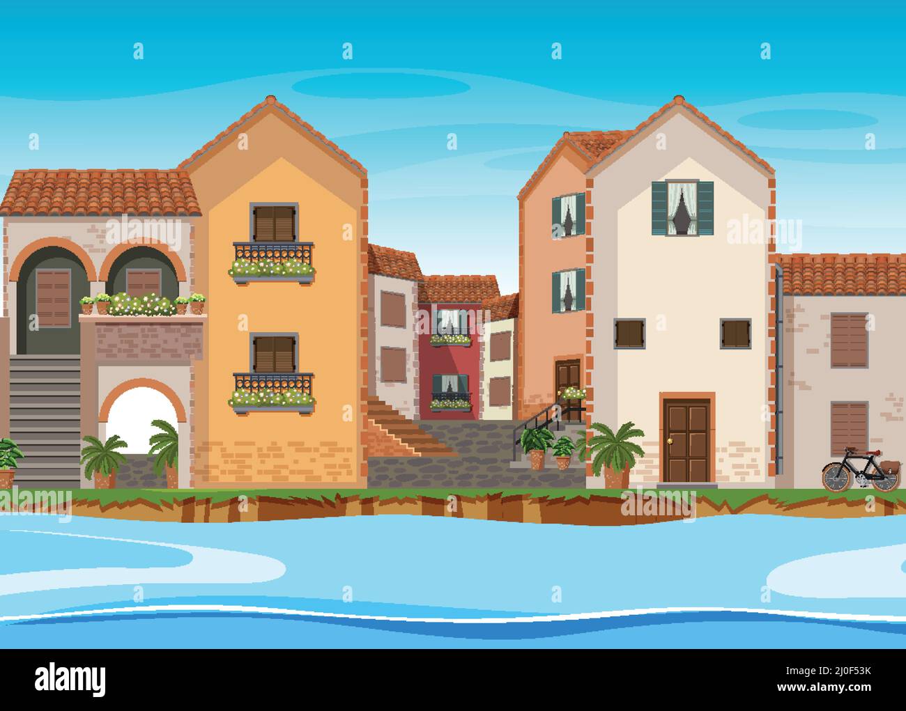 Scene with many buildings in city illustration Stock Vector Image & Art ...
