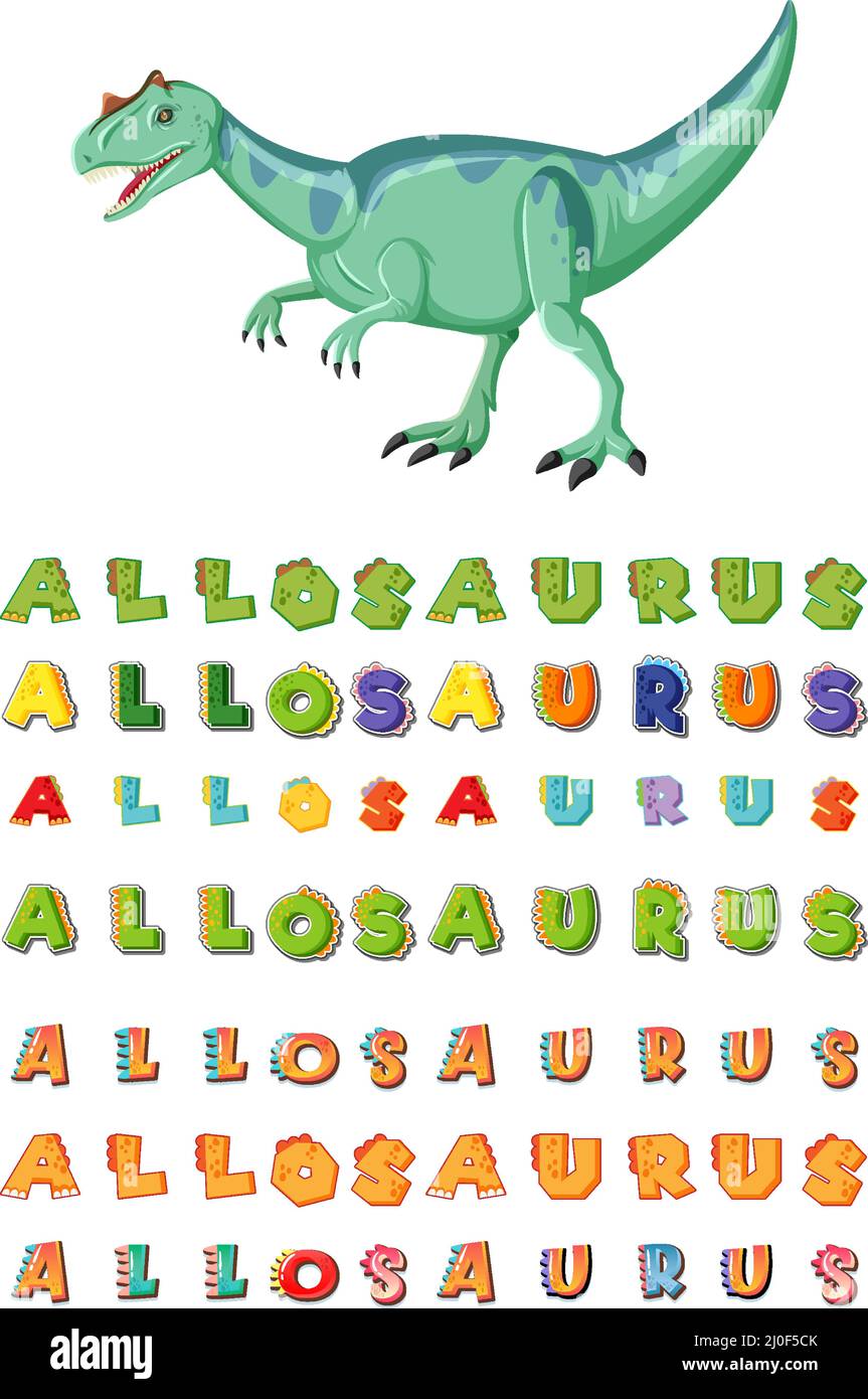 Font design for word allosaurus illustration Stock Vector Image & Art ...