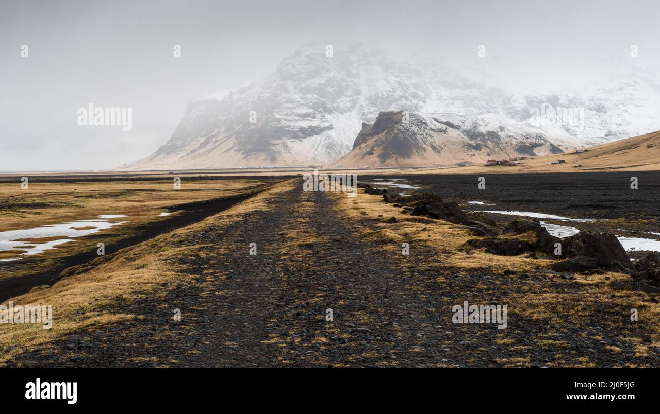 Icelandic volcanic Landscape with Katla volcano in Iceland Stock Photo