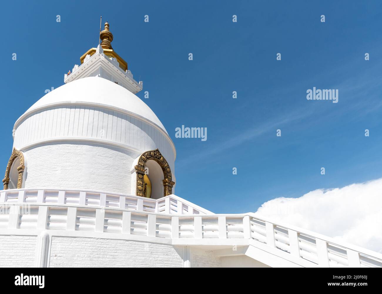The famous World Peace Pagoda buddhist temple, Shanti Stupa, Pokhara Nepal Stock Photo