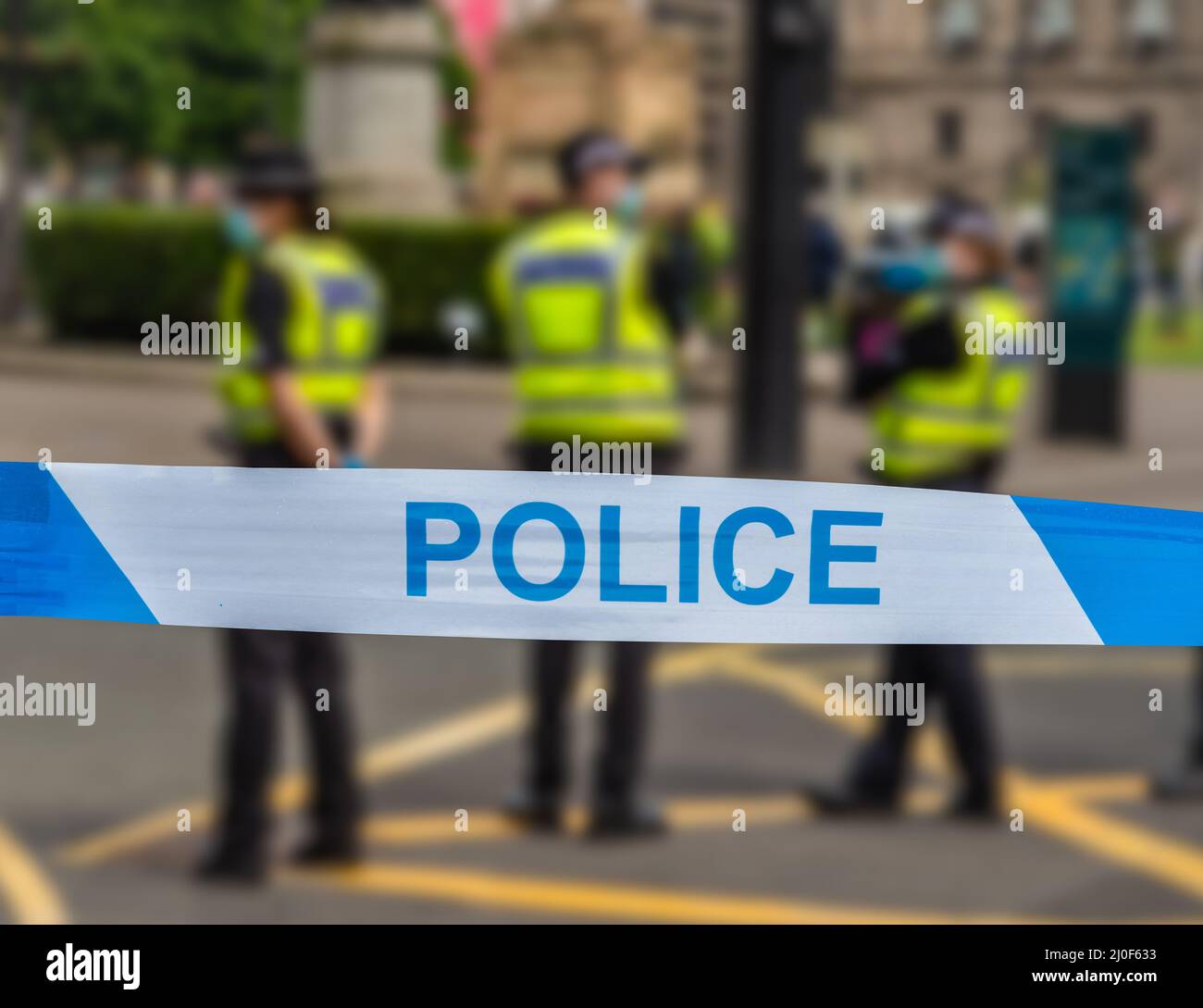 Glasgow Police At An Incident Stock Photo