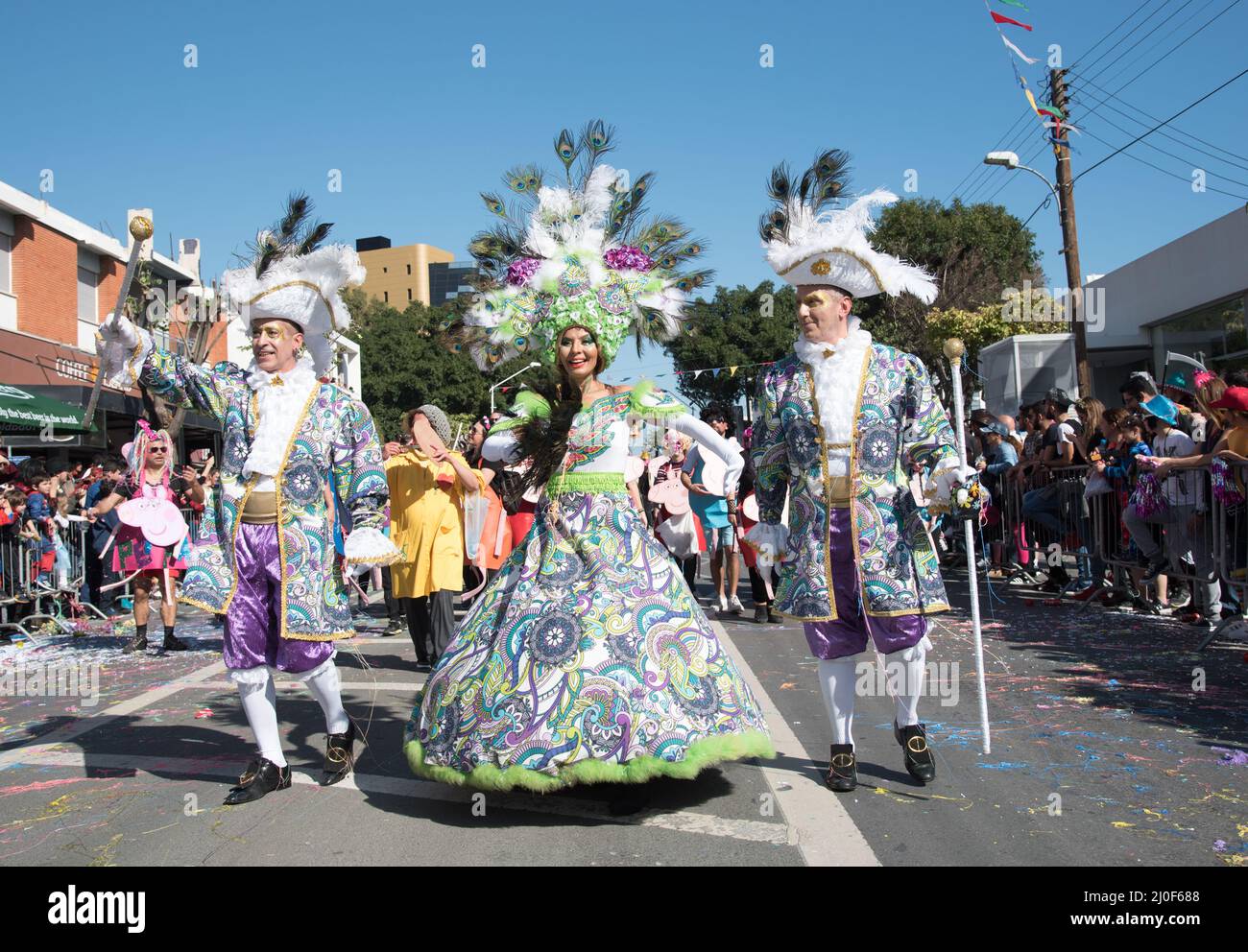 People parading at the Carnival Parade, Limassol, Cyprus Stock Photo