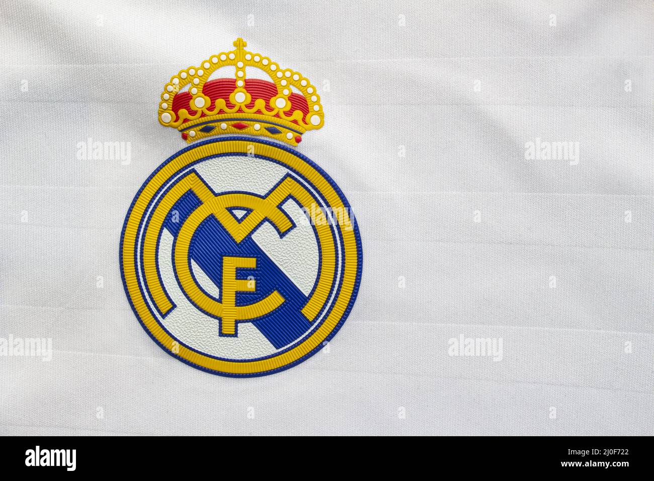 Real Madrid CF logo symbol flag Stock Photo - Alamy