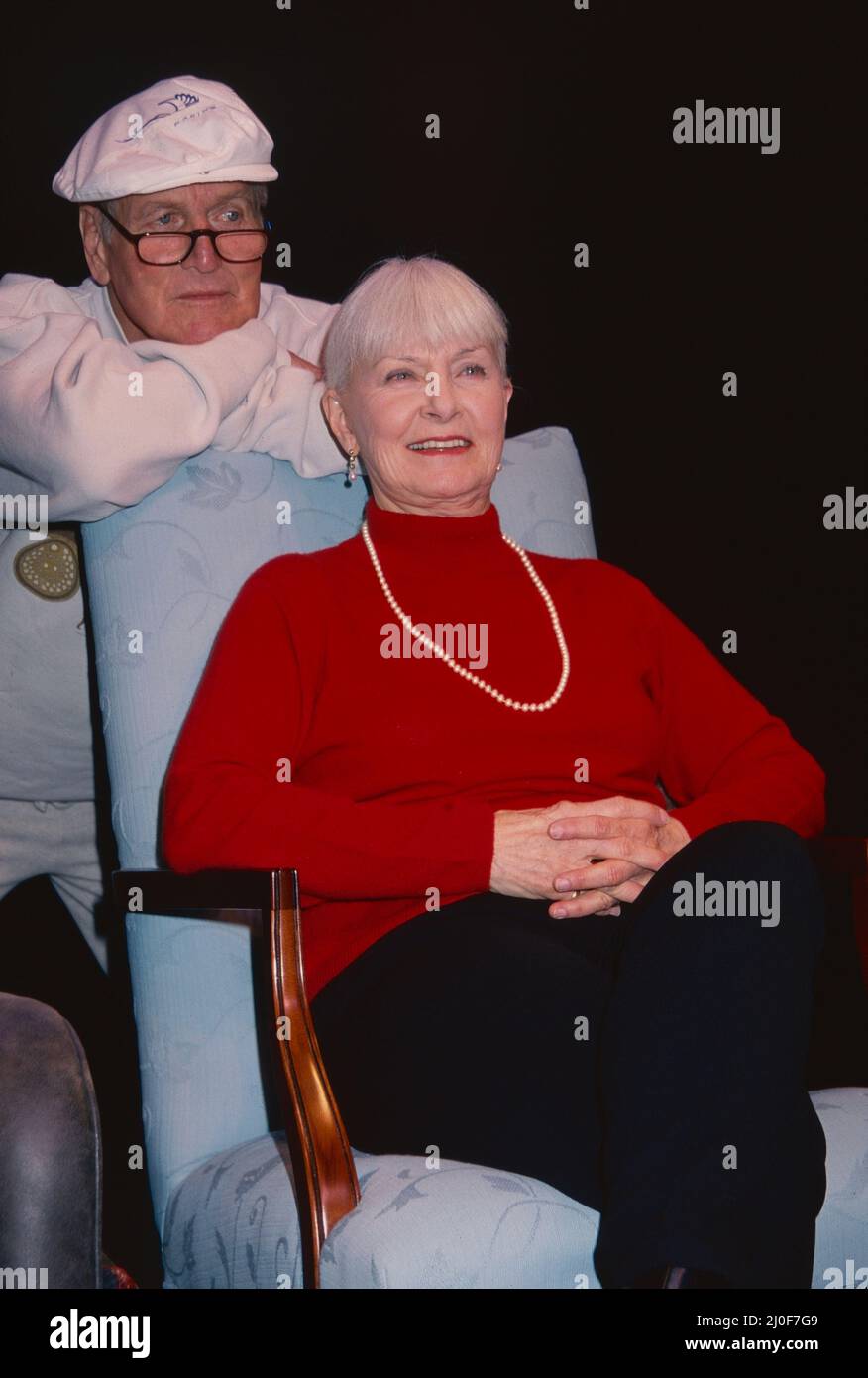 Paul Newman and Joanne Woodward following a rehearsal for a benefit