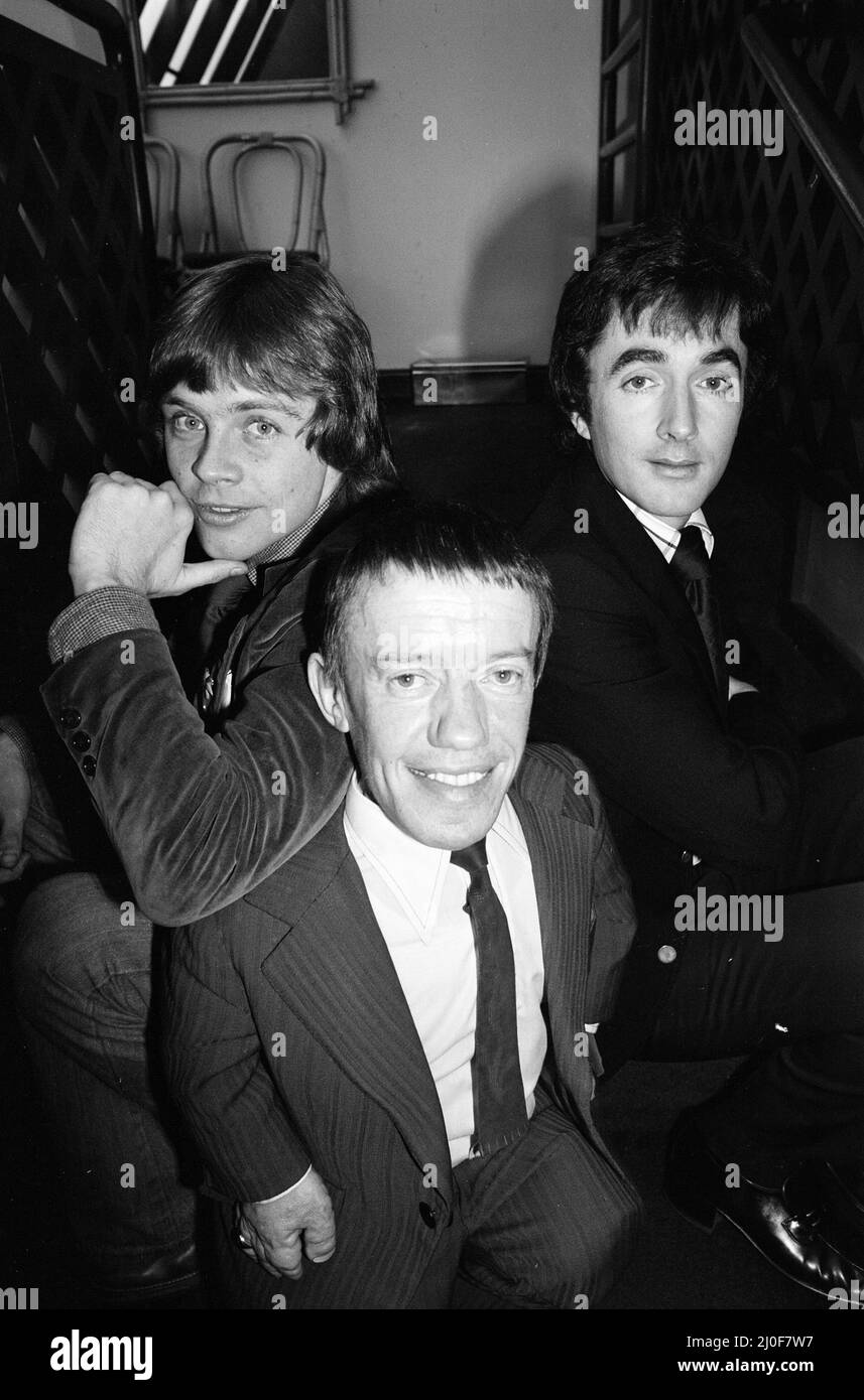 Stars of new film, Star Wars, attend news press conference at the Holiday Inn Hotel in Birmingham, 25th January 1978. Mark Hamill plays Luke Skywalker, Kenny Baker plays R2-D2 and Anthony Daniels plays C-3PO. Stock Photo