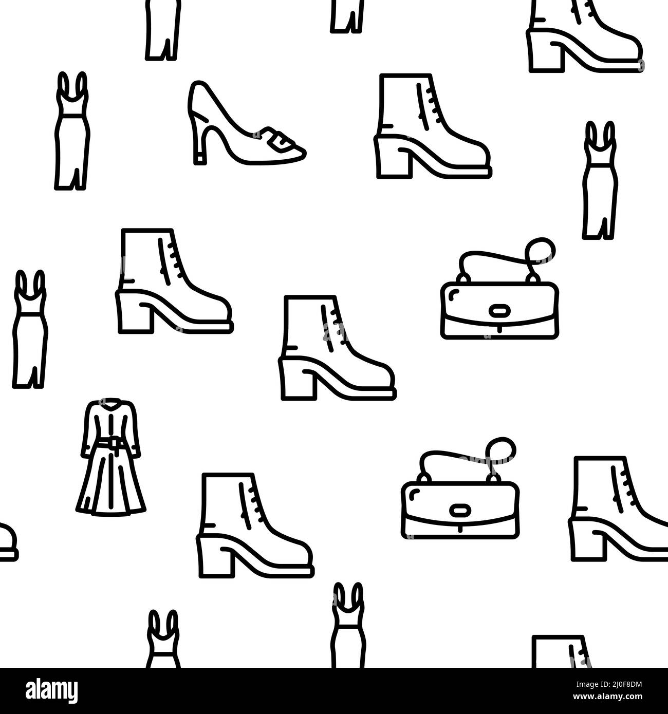 Fashion Store Garment And Shoes Vector Seamless Pattern Stock Vector