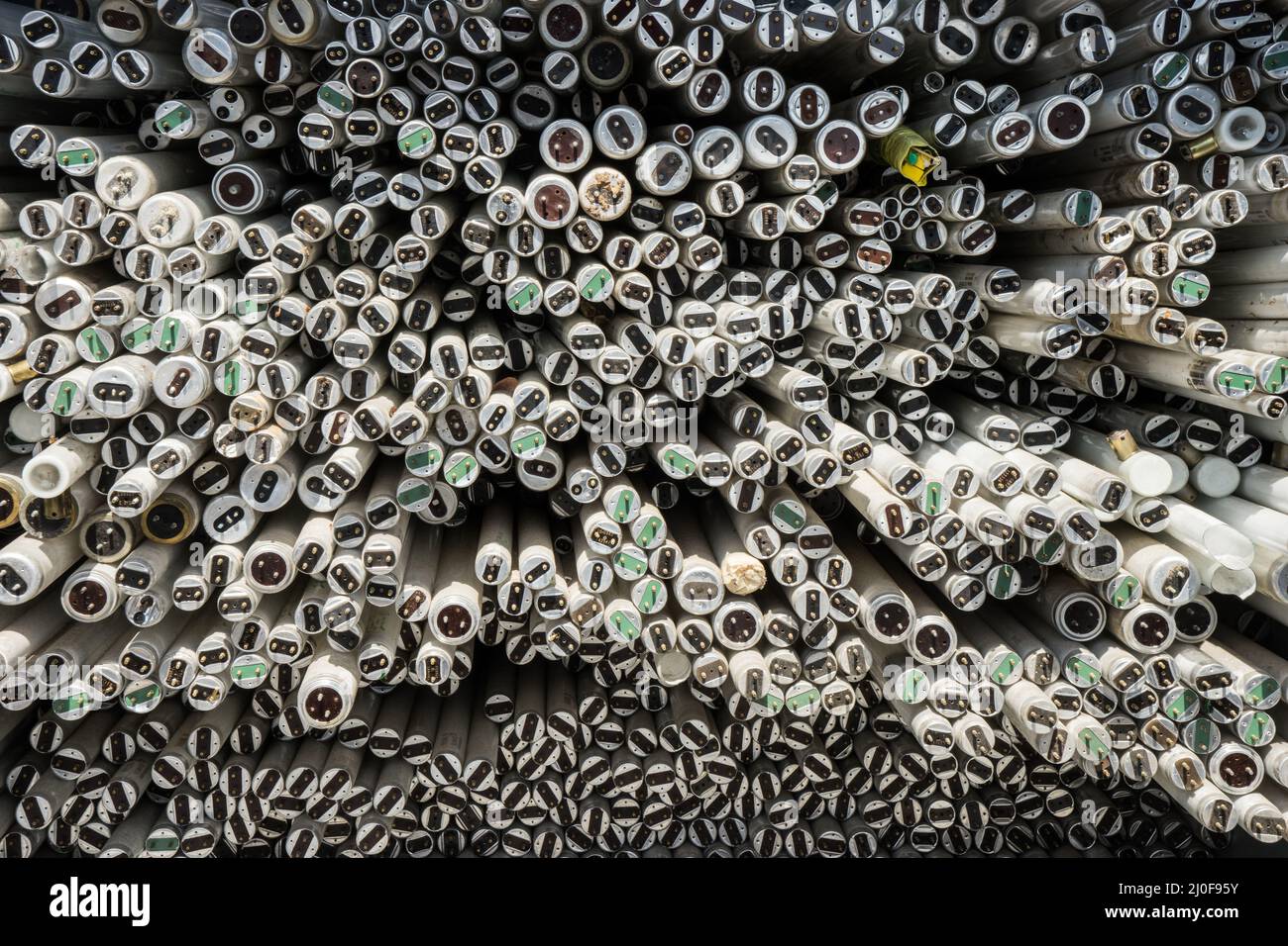 Waste of fluorescent tubes in a recycling yard Stock Photo Alamy