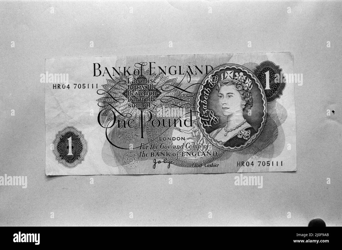 A one pound note. 5th January 1978. Stock Photo