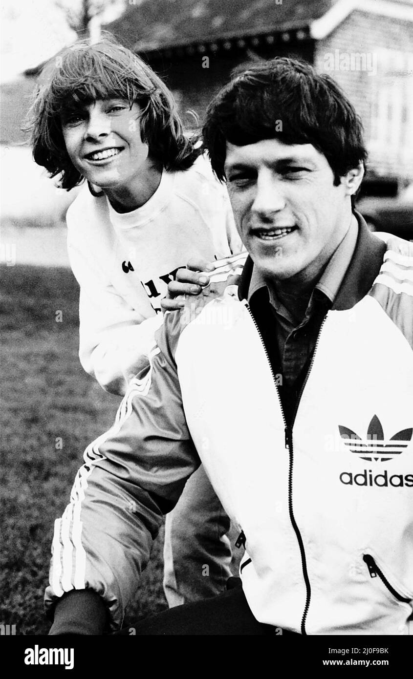 A young Linsey MacDonald with Alan Wells AthleticsCirca 1980. Stock Photo