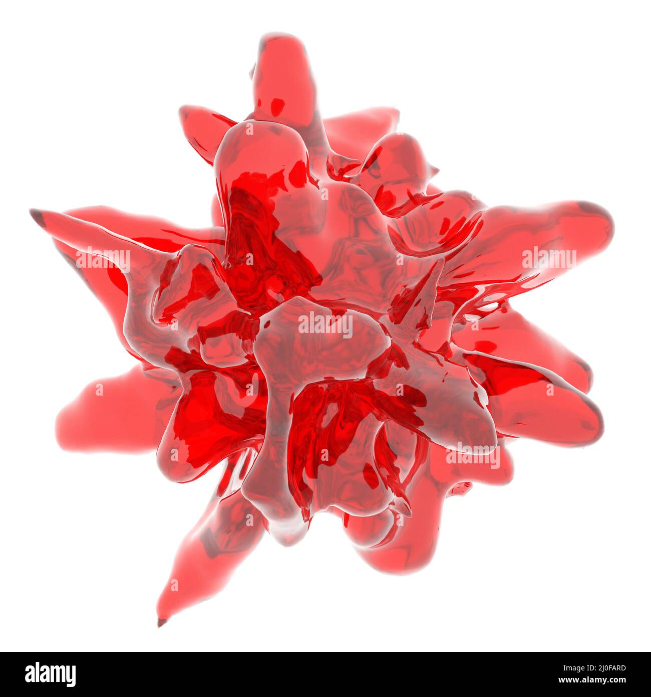 Red curved figured glass on a white background. 3D rendering Stock Photo