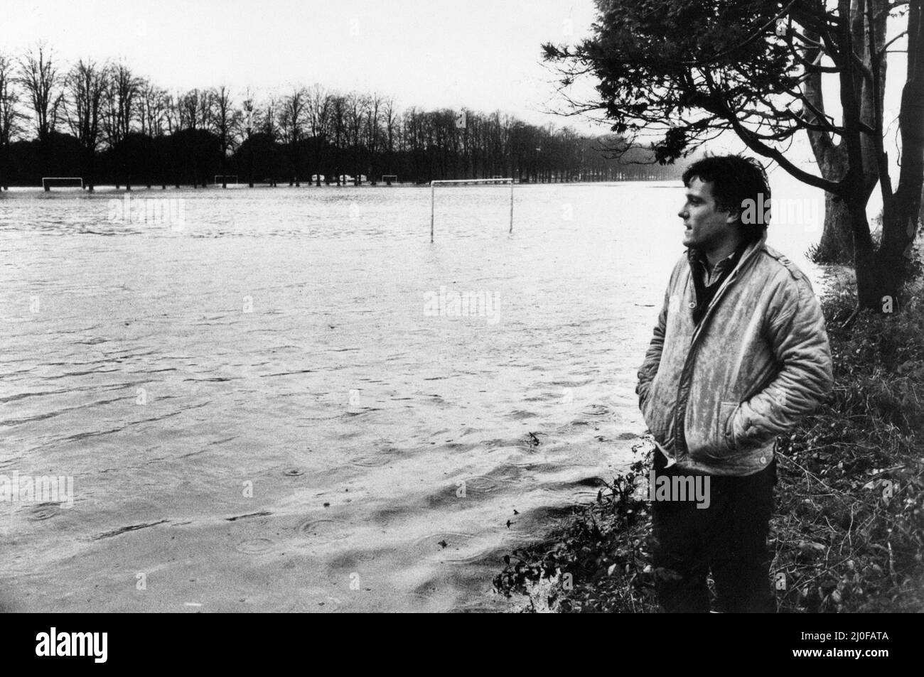 Cardiff Floods 1979, Our picture shows ... a sea of water at the flooded playing fields at Pontcanna, Cardiff, Thursday 27th December 1979. Stock Photo