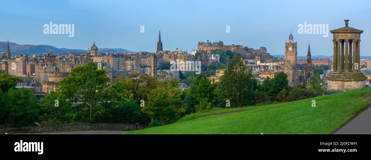 Edinburgh Castle Panorama At Dawn Stock Photo
