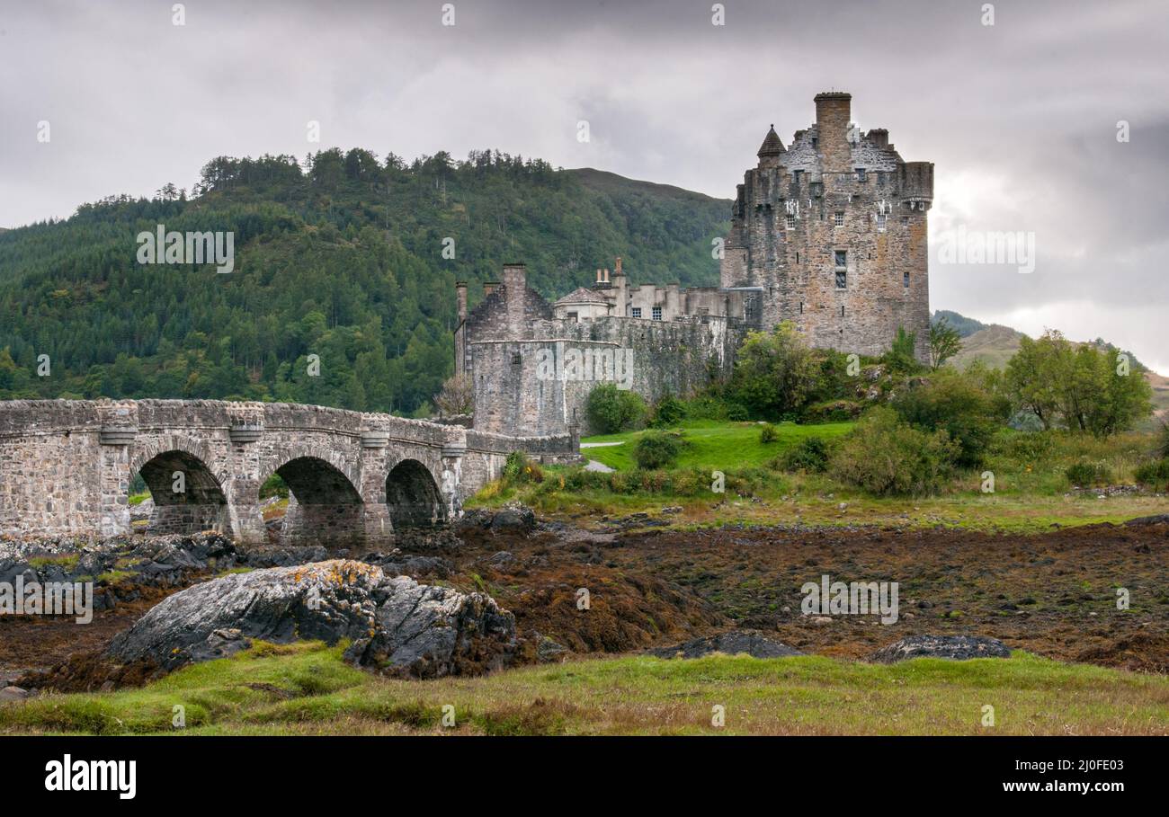 The famous Eilean Donan Castle in the lake of Loch Alsh  at the Highlands of Scotland. Stock Photo
