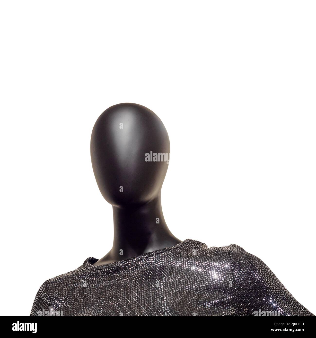 Top of black faceless mannequin on isolated background Stock Photo