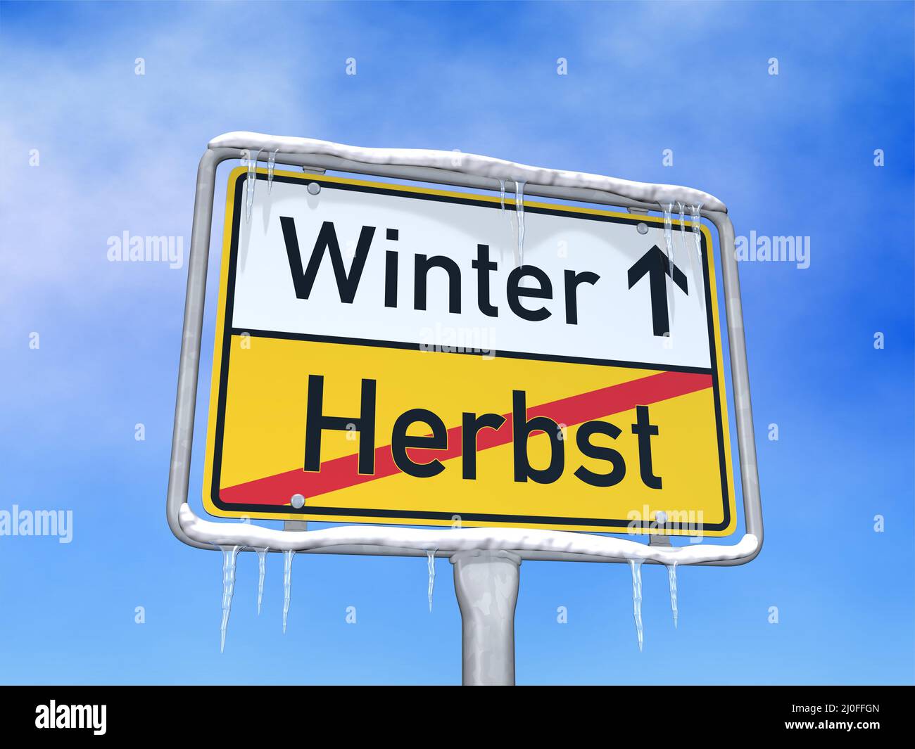 The winter begins Stock Photo