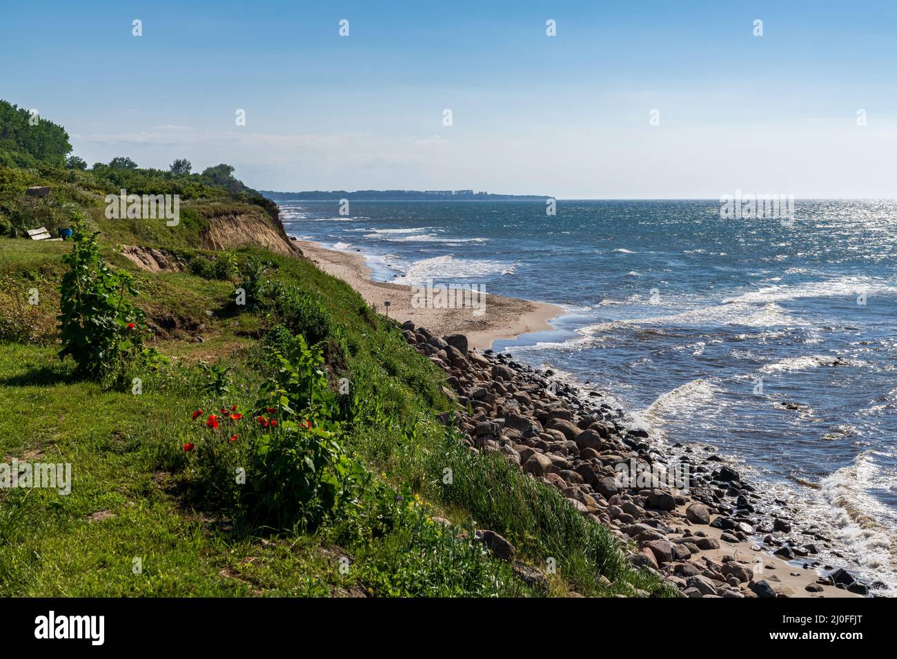 The baltic sea coast and the beach in Meschendorf, Mecklenburg-Western Pomerania, Germany Stock Photo