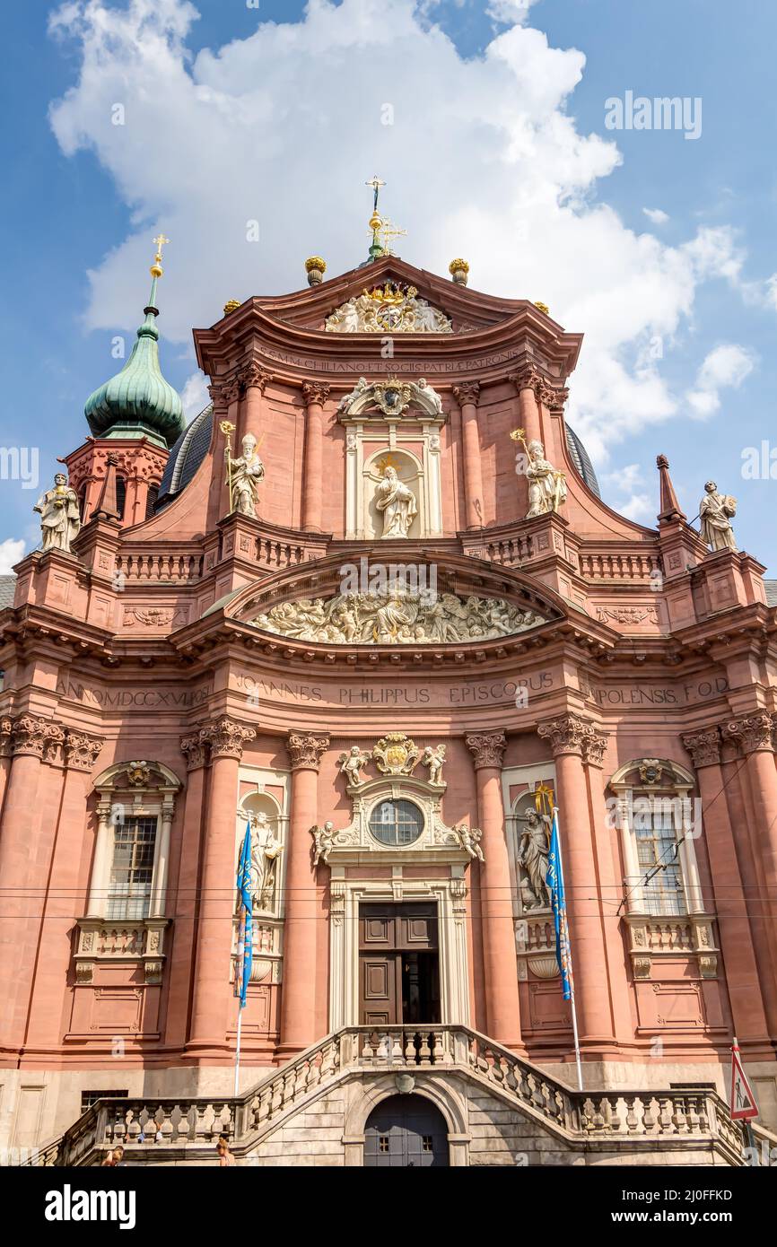 NeumÃ¼nster in Wurzburg - splendid Catholic baroque parish church Stock Photo