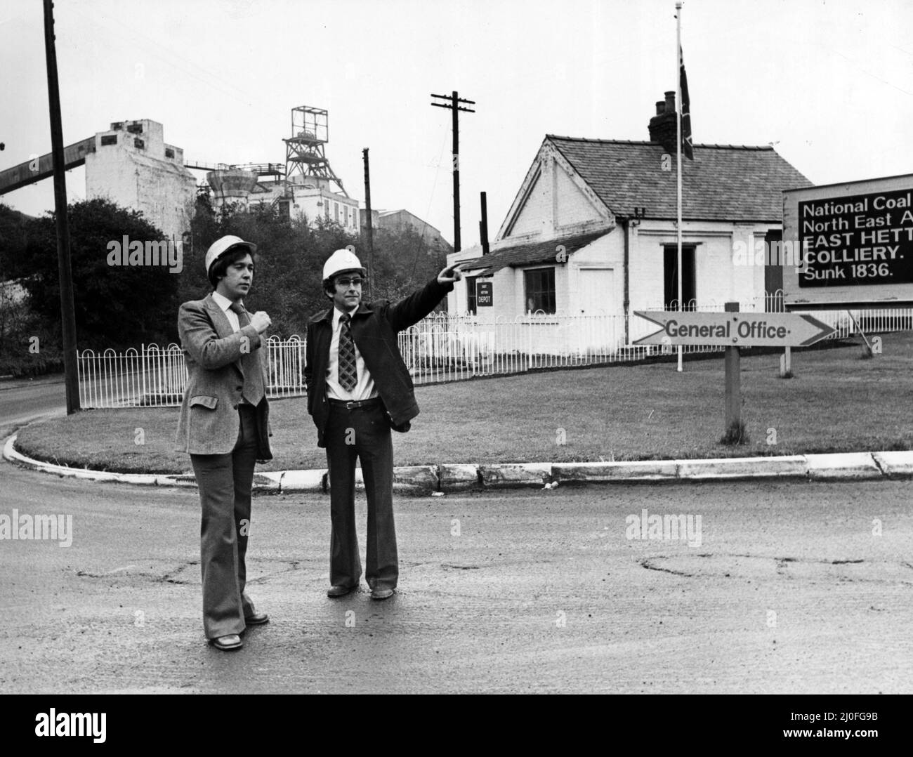 Barry Kent, left, the acting assistant manager, and David Duke, the colliery mechanical engineer, at East Hetton Colliery. The colliery, one of Country Durham's oldest, has come out on top in this years tidiness and safety competition. 16th October 1979. Stock Photo