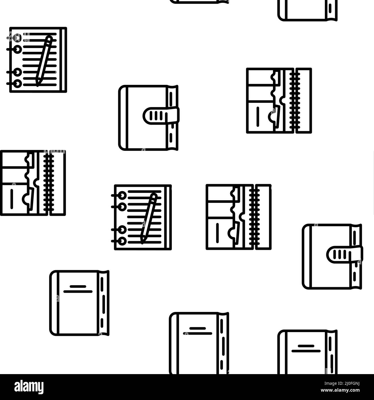 Diary Paper Stationery Accessory Vector Seamless Pattern Stock Vector ...