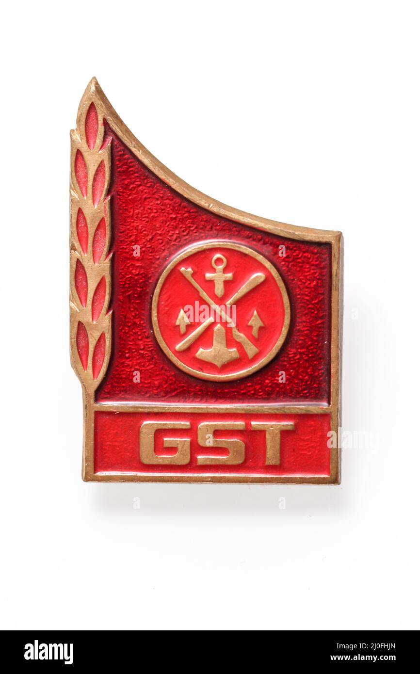 Badges, decorations or medals from the GDR, GST Stock Photo