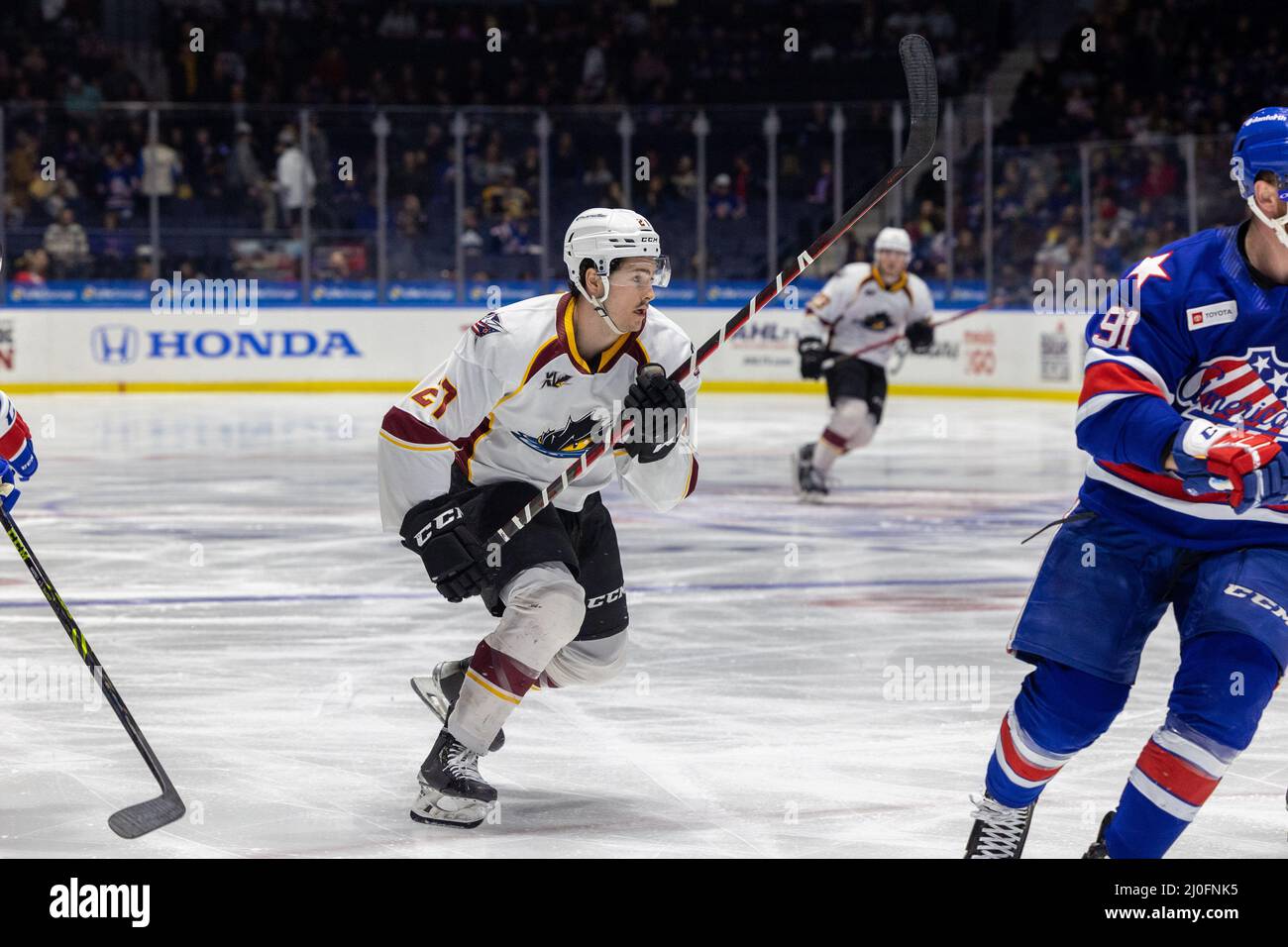 Rochester, USA. 18th Mar, 2022. March 18, 2022 Cleveland Monsters forward Josh Dunne (21