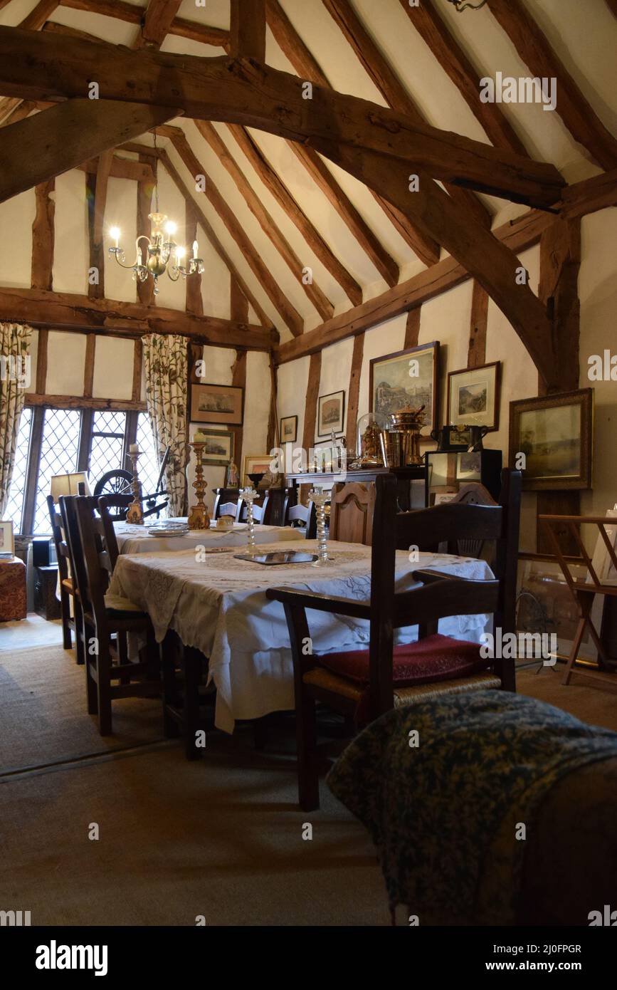 dining room, crooked house, tea shop, lavenham, suffolk, england Stock Photo