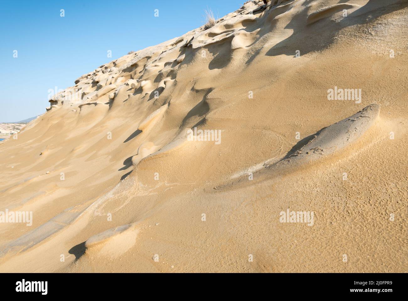 Dry desert land with sand dunes. Cyprus Stock Photo