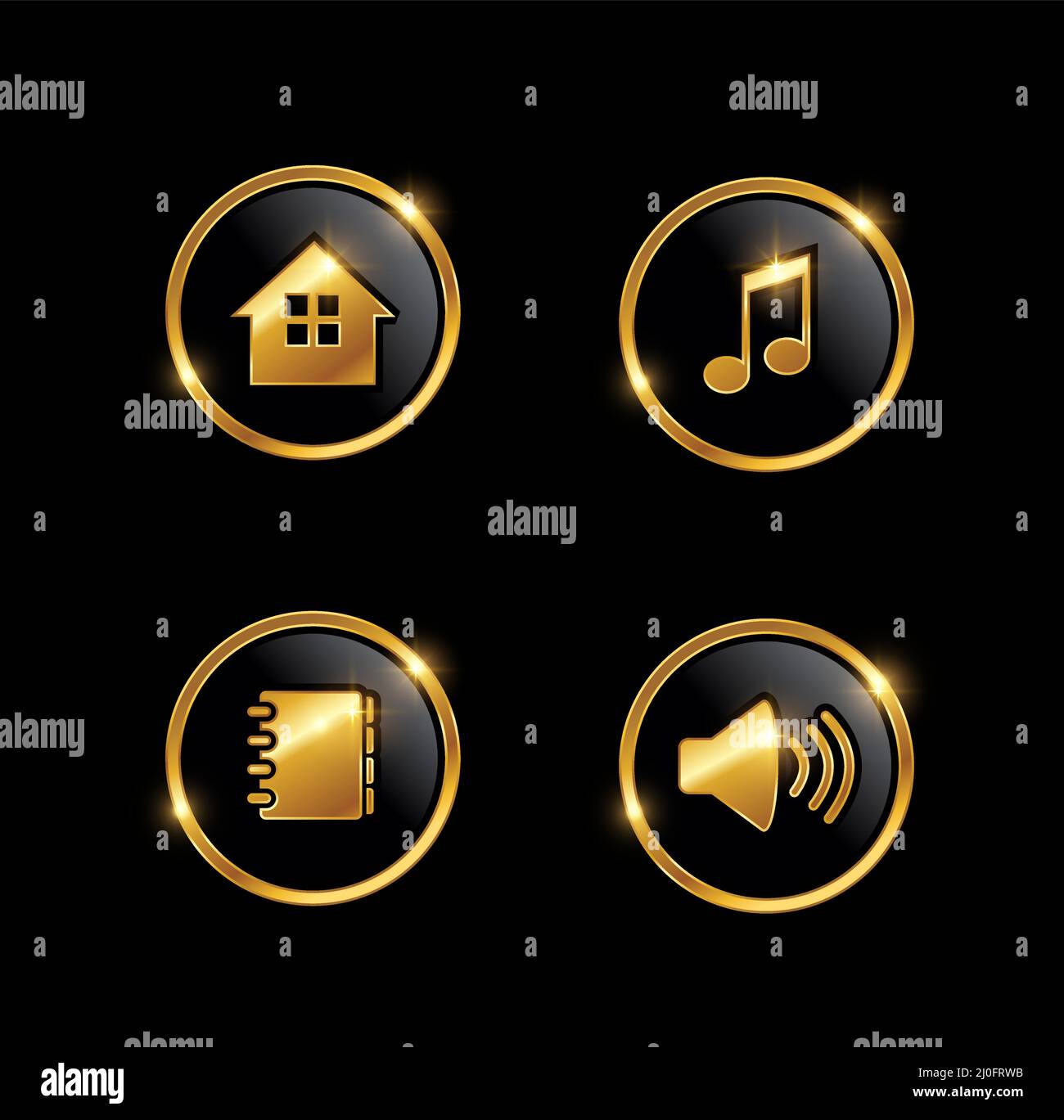 A Vector Illustyration set of Golden Web Development Icon Set in black ...