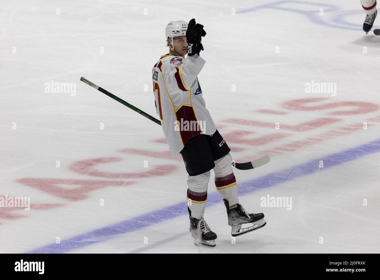 Rochester, USA. 18th Mar, 2022. March 18, 2022 Cleveland Monsters forward Carson Meyer (17