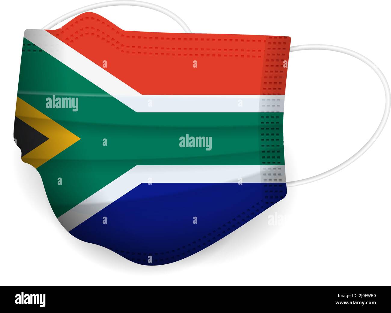 Medical mask South Africa flag on a white background. Vector