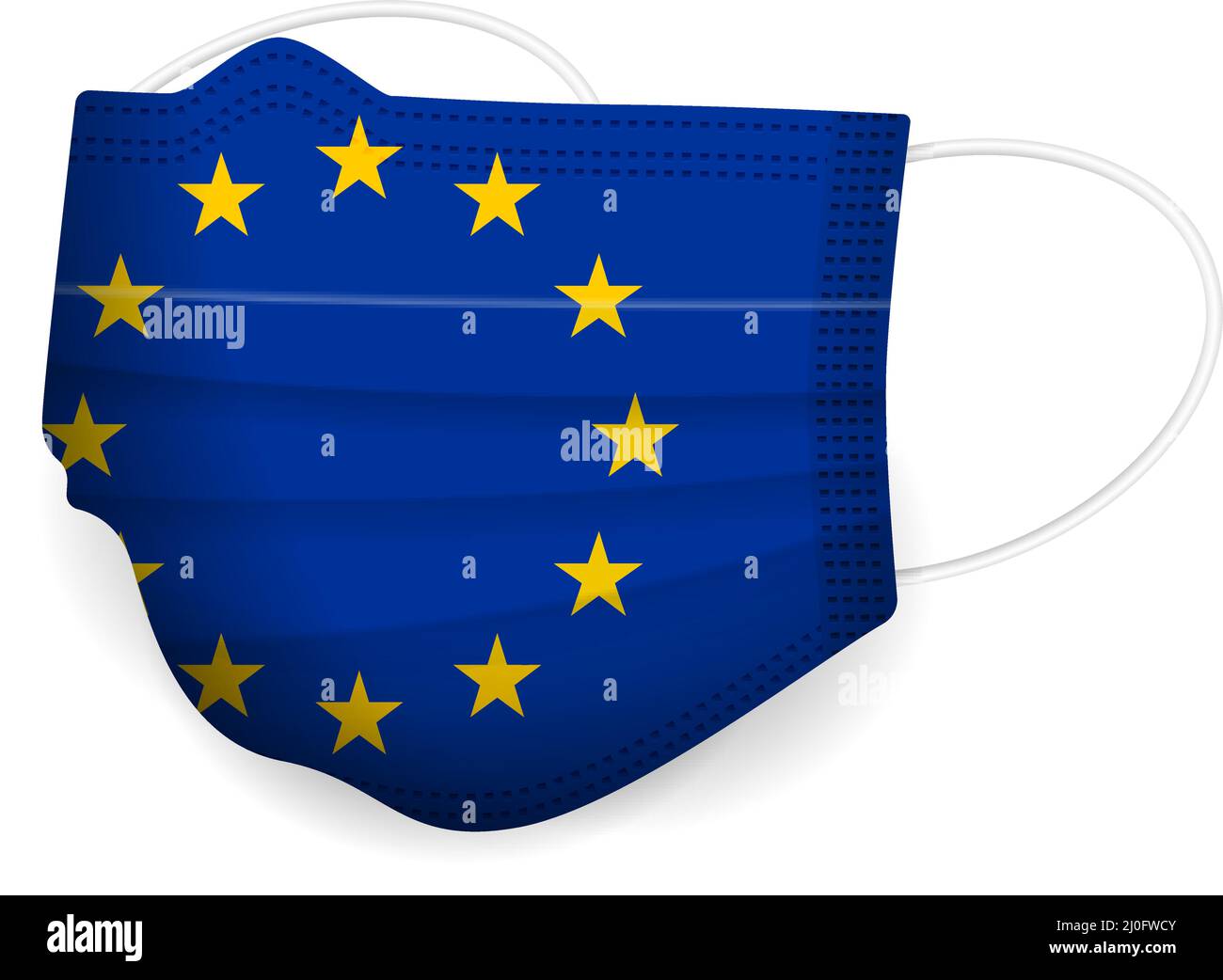 Medical mask EU flag on a white background. Vector illustration Stock