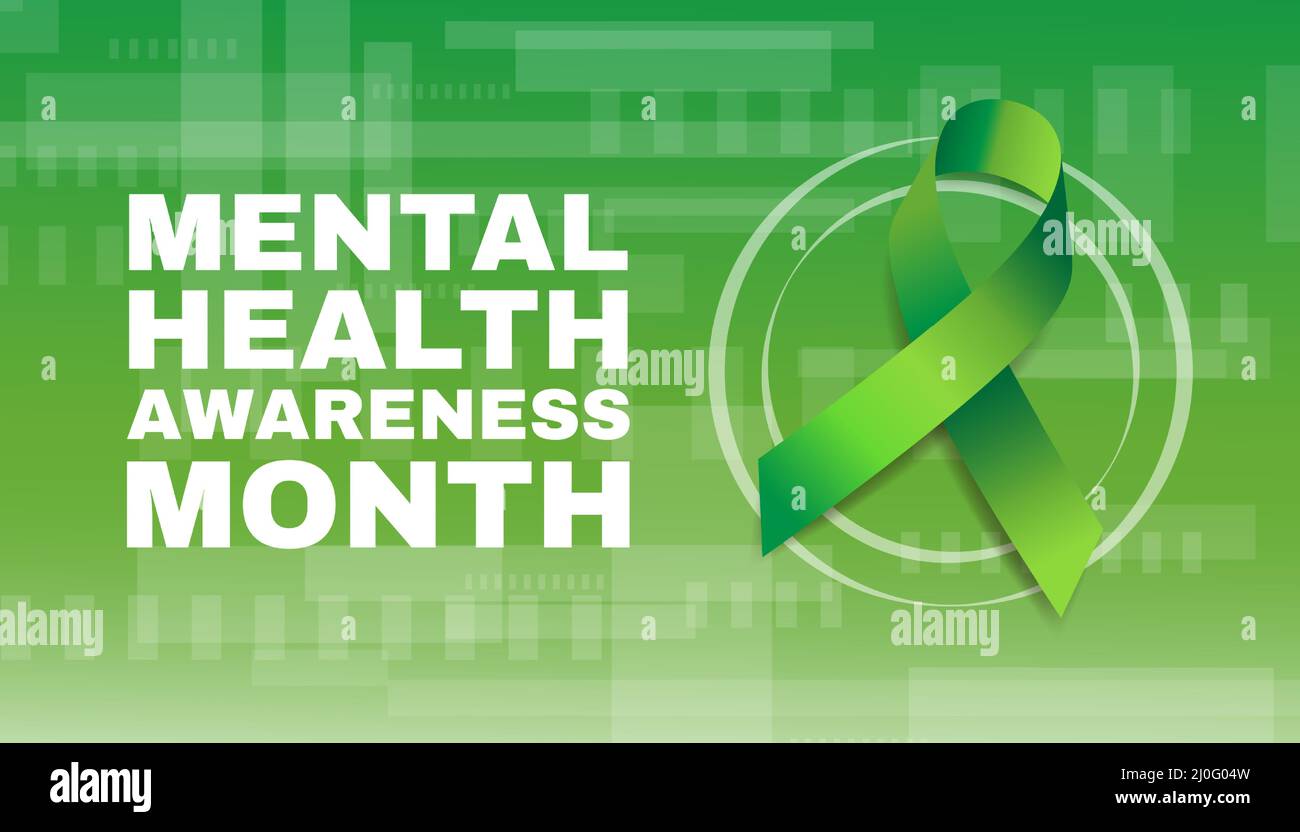 Mental health awareness month concept. Banner template with green