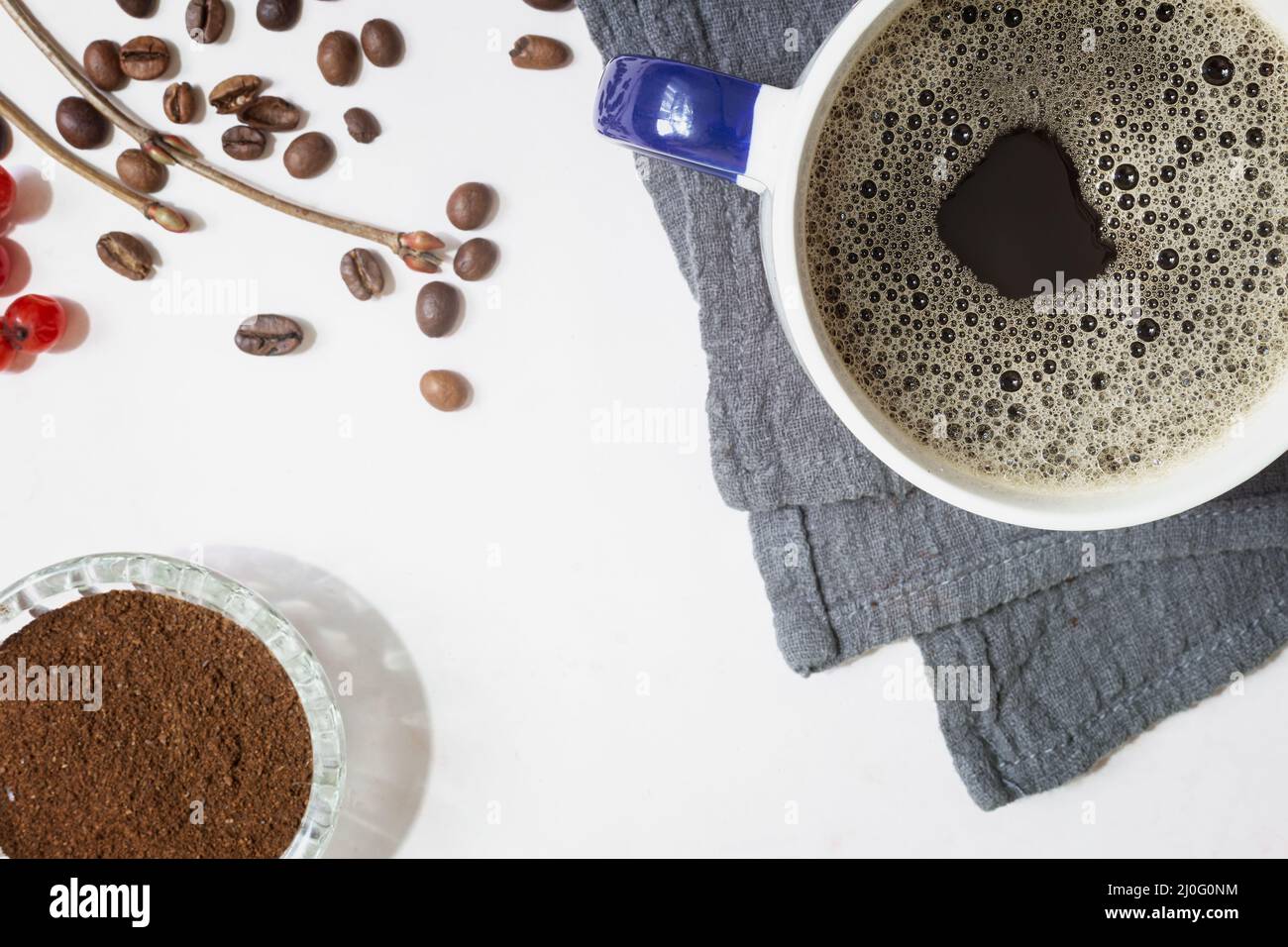 Black coffee in a Cup on the table Stock Photo