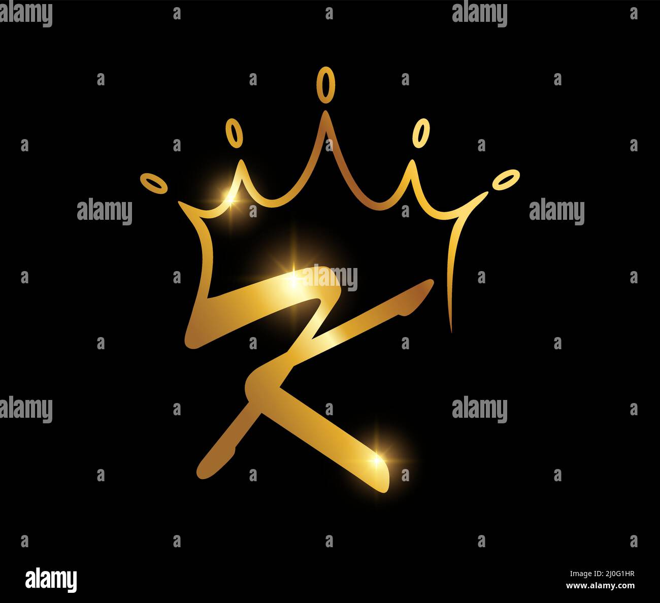 A vector illustration of Golden crown Monogram Logo Initial Letter K ...