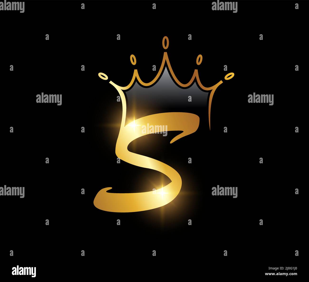 A vector illustration of Golden crown Monogram Logo Initial Letter S ...