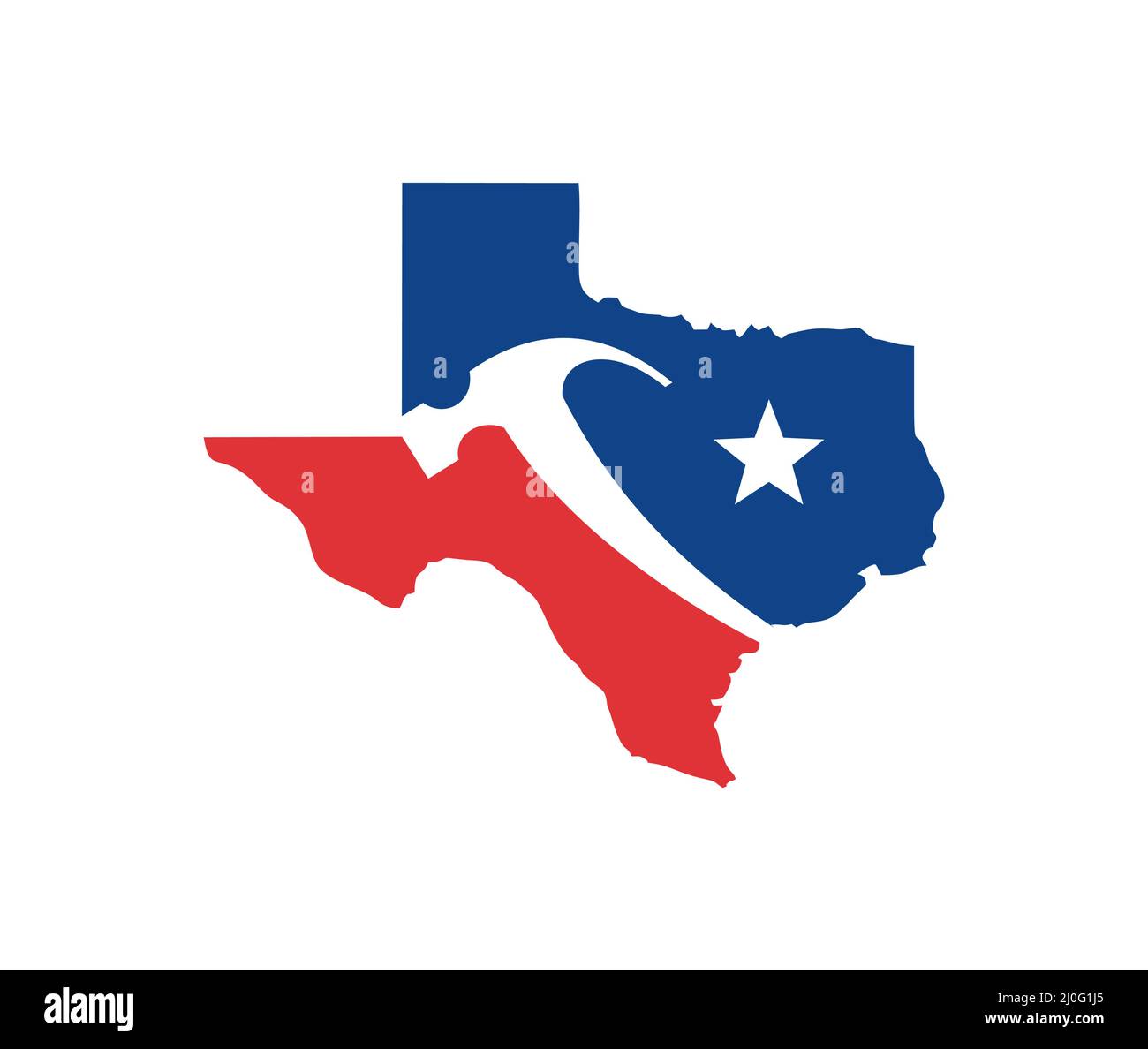 A vector illustration of texas map with hammer vector illustration sign