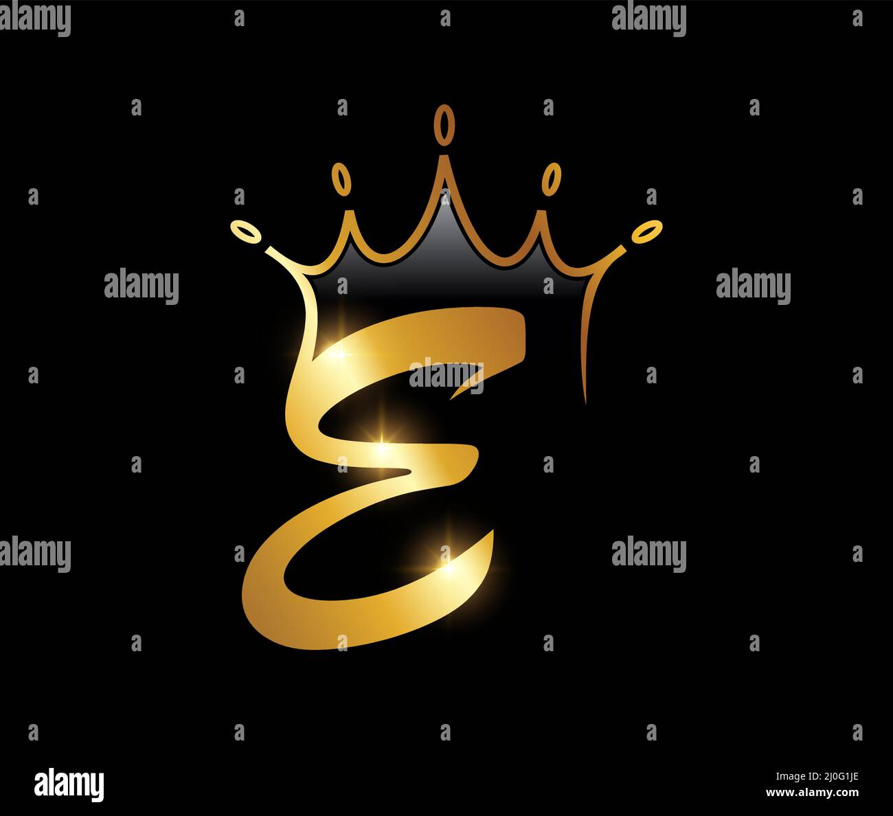 A vector illustration of Golden Crown Monogram Initial Letter E Stock ...