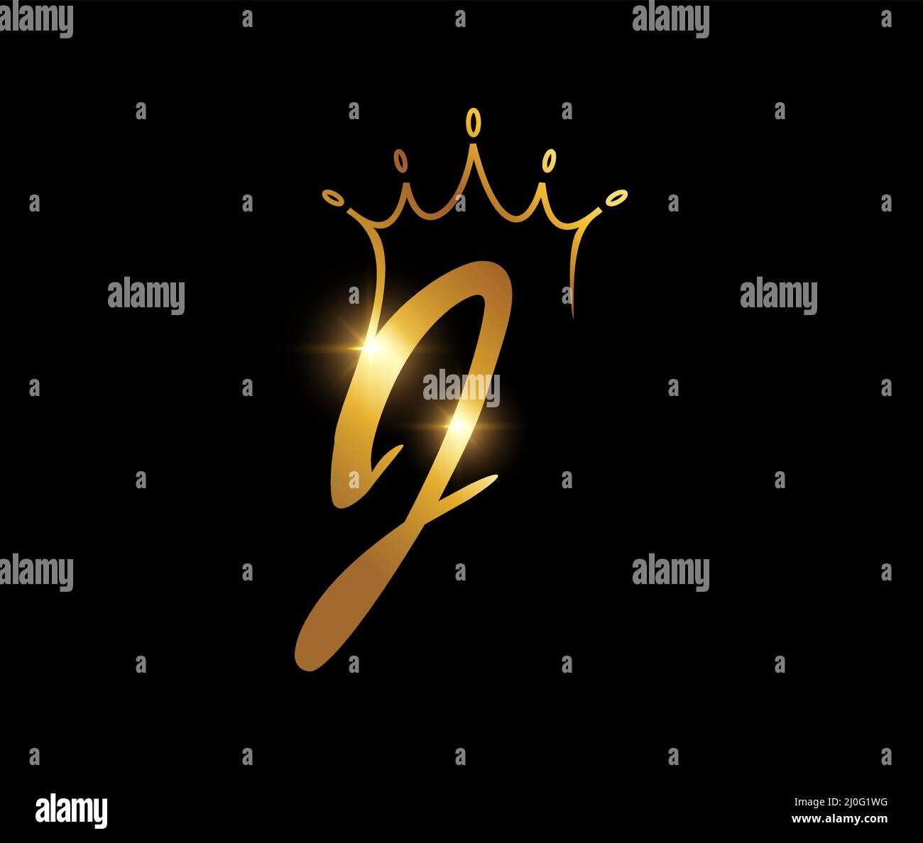 A vector illustration of Golden Crown Monogram Initial Letter J Stock Vector