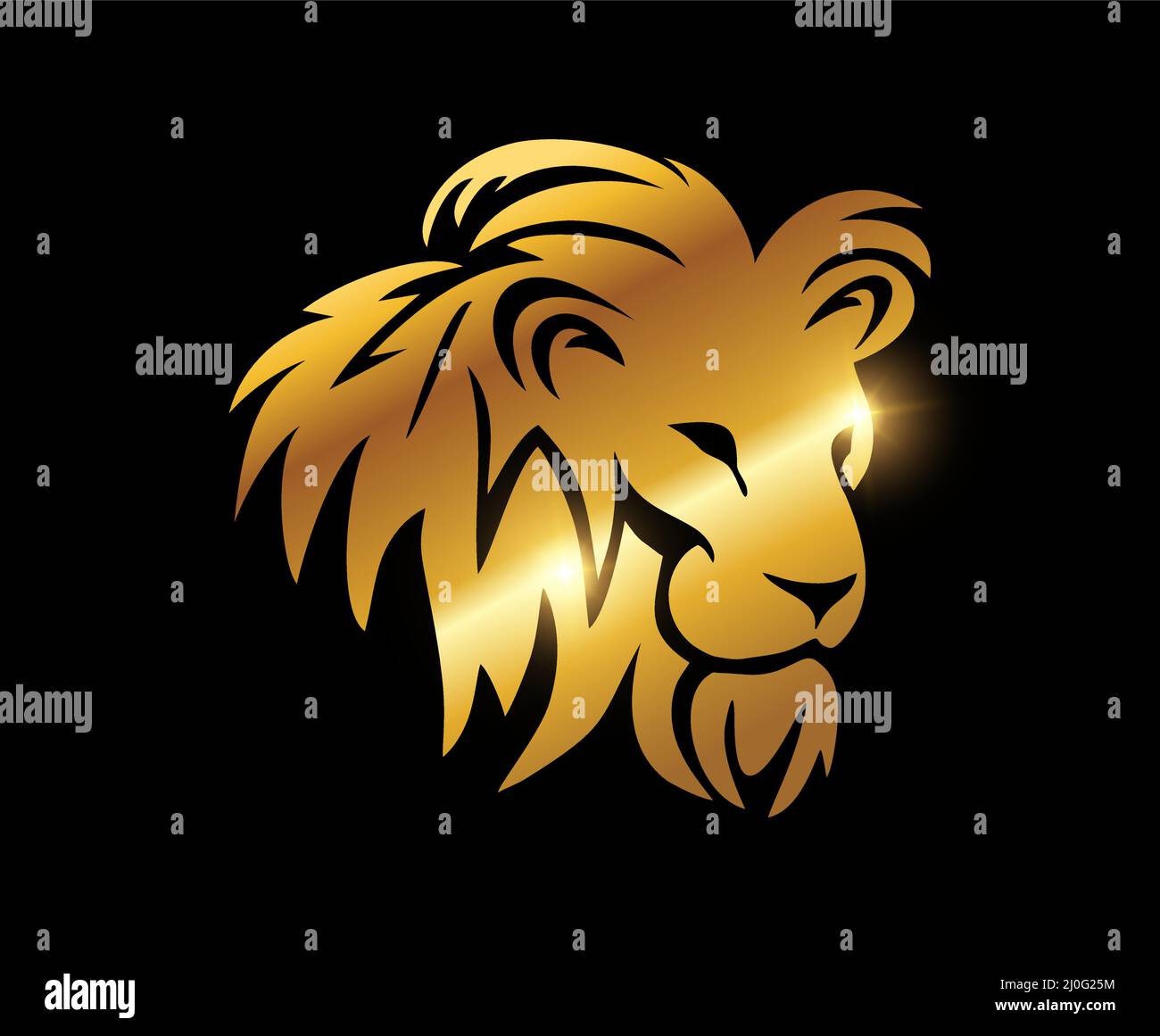 A vector illustration of Golden Lion Head Vector Logo Sign Stock Vector