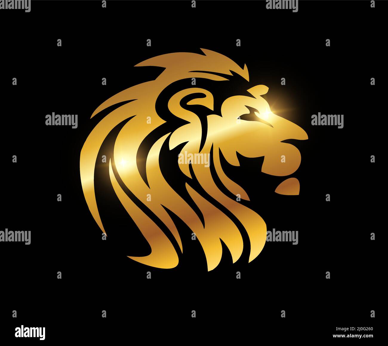 A vector illustration of Golden Lion Head Vector Logo Sign Stock Vector