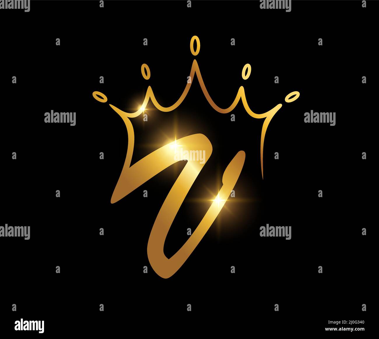 A vector illustration of Golden crown Monogram Logo Initial Letter V ...