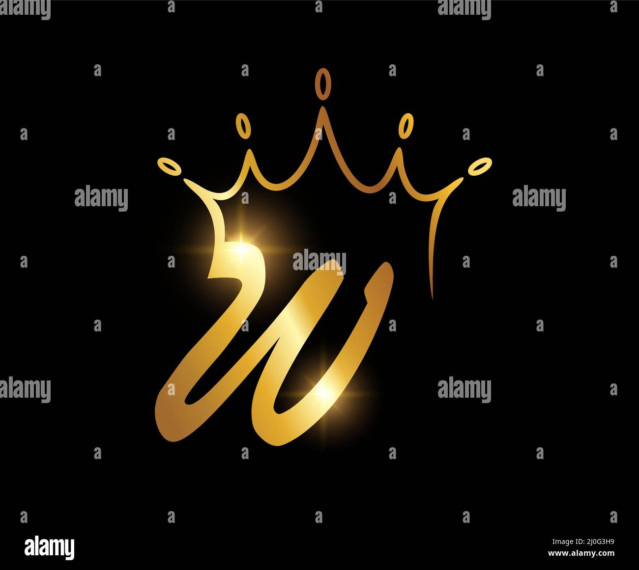 A vector illustration of Golden crown Monogram Logo Initial Letter W Stock Vector