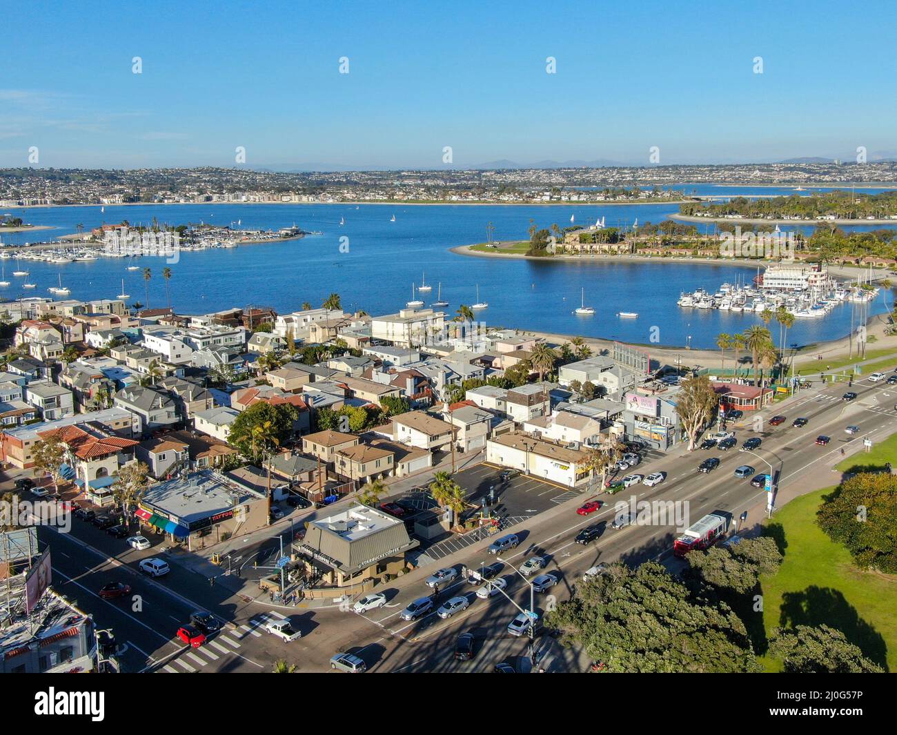 Aerial View Of Mission Bay And Beaches In San Diego, California. USA ...