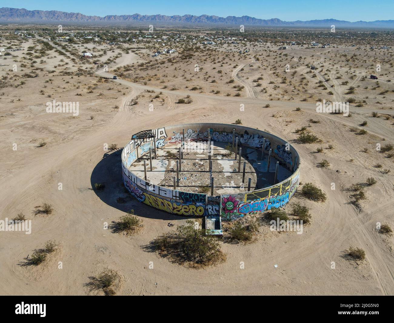 Aerial view of Slab city, California Stock Photo Alamy