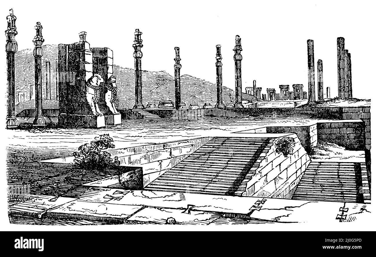 Ruins of Persepolis, , (religion history book, 1885), Ruinen von ...