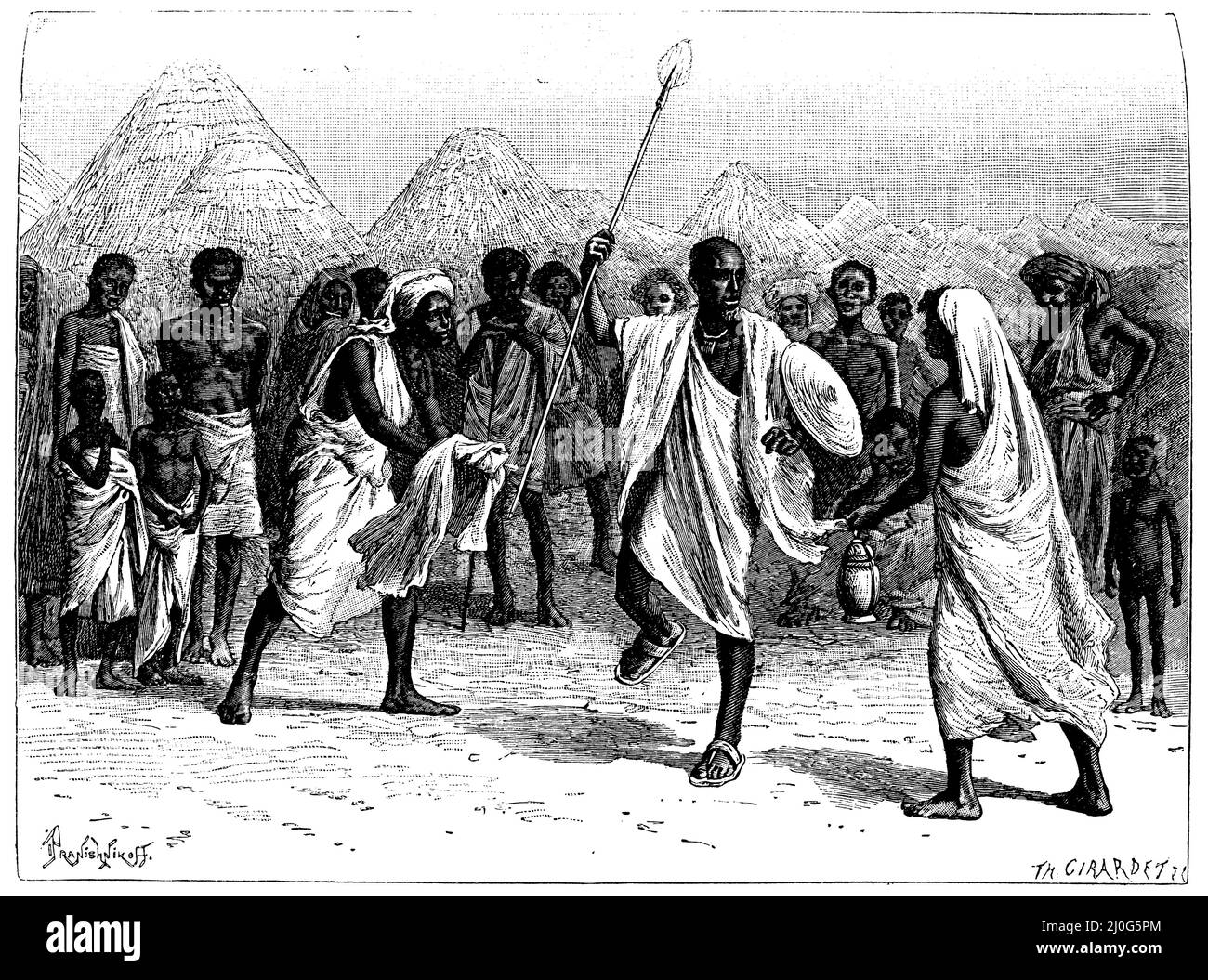 Somali musicians, , Th. Girardet (literary history book, 1894), Somali-Musiker, Musicien somalien Stock Photo