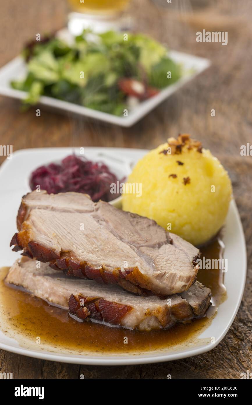 Bavarian Roast Pork With Dumpling Stock Photo Alamy